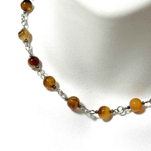 Genuine Earthy Carnelian Agate Short Necklace, Gemstone Adjustable Necklace - Picture 5 of 13